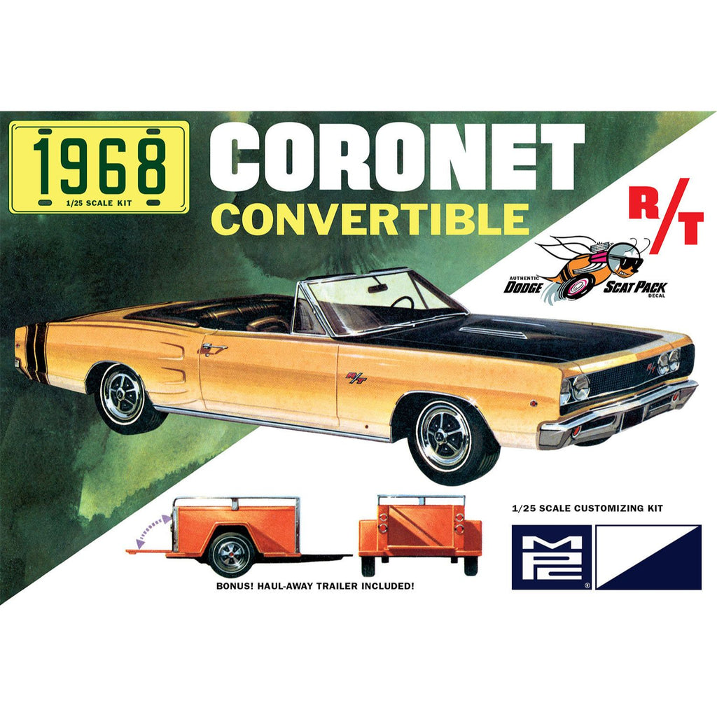 MPC(エムピーシー) 1968 ダッジ・コロネット コンバーチブル トレーラー付属 1/25スケール 未塗装組立キット