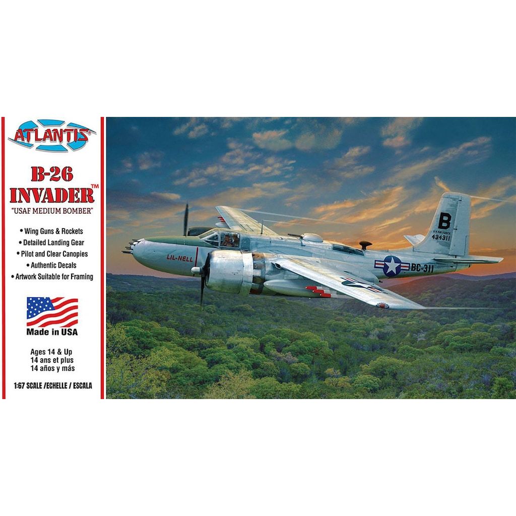 Atlantis Models(アトランティスモデル) アメリカ陸軍航空隊 爆撃機 B-26 インベーダー 1/67スケール 未塗装組立キット