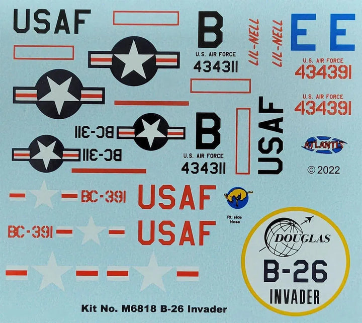 Atlantis Models(アトランティスモデル) アメリカ陸軍航空隊 爆撃機 B-26 インベーダー 1/67スケール 未塗装組立キット