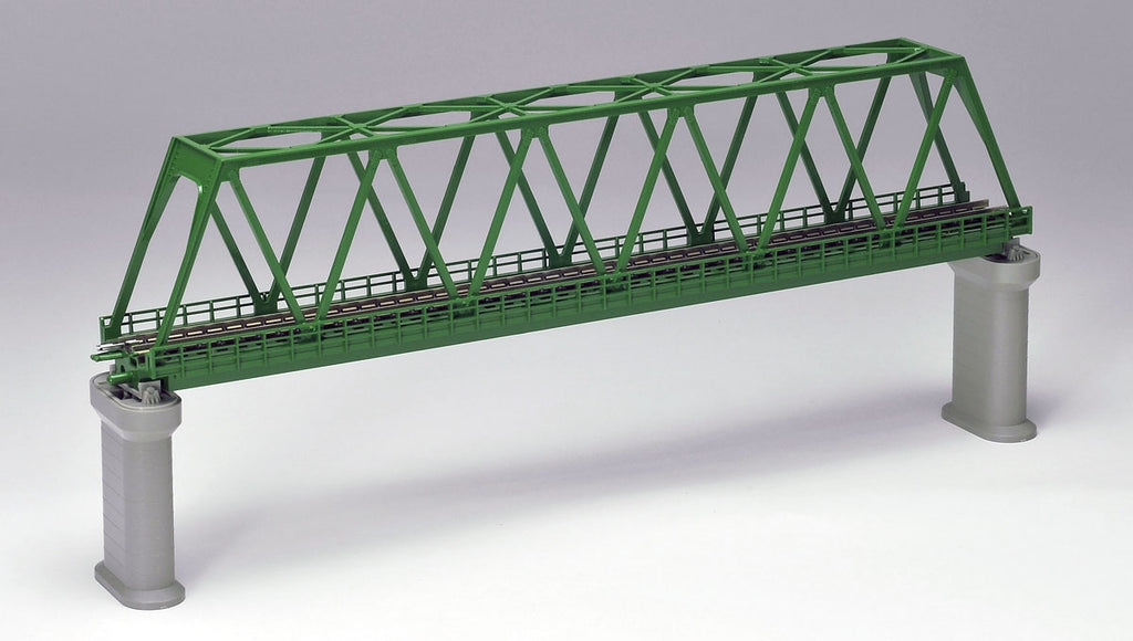 3033 単線トラス鉄橋（Ｆ）（深緑）（ＰＣ橋脚・２本付）