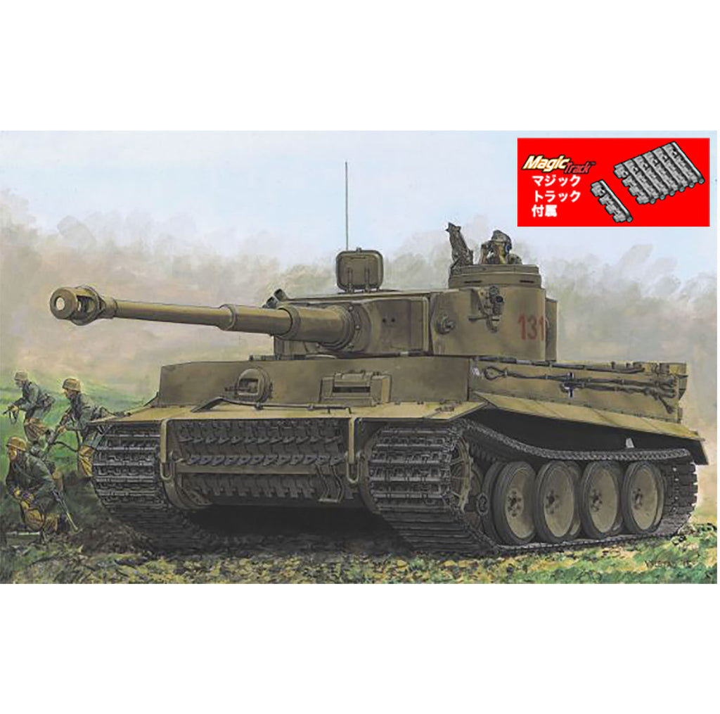 DRAGON（ドラゴン） WW.II ドイツ軍 ティーガーI “131”号車 第504重戦車大隊 チュニジア マジックトラック付属 1/35スケール 未塗装組立キット