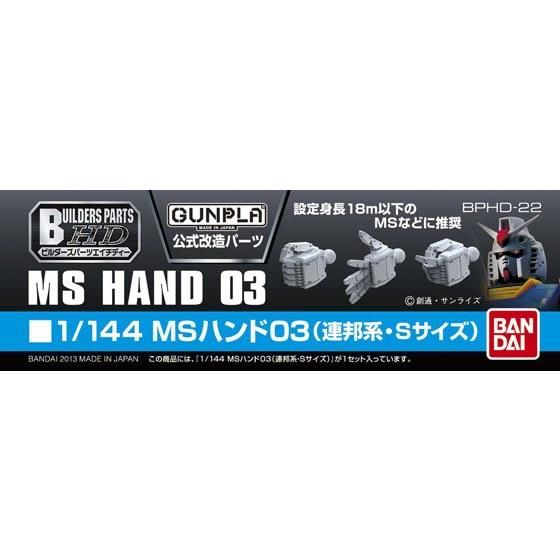ビルダーズパーツHD MSハンド03 (連邦系・Sサイズ) 1/144スケール
