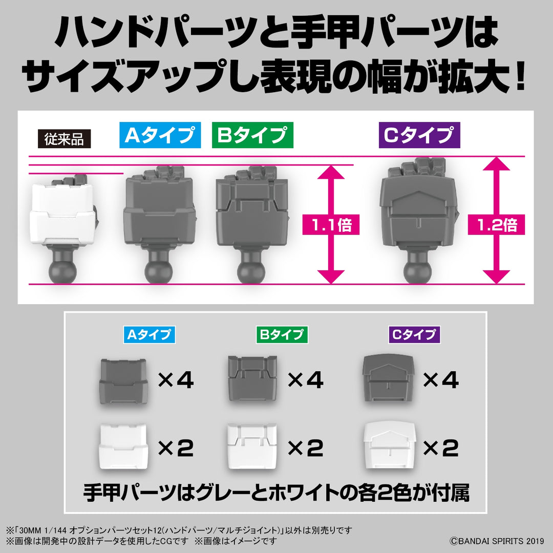 30MM オプションパーツセット12(ハンドパーツ/マルチジョイント) 1/144スケール