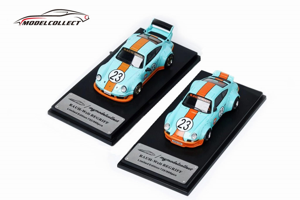 TKプランニング RWB 930 Light Blue/Orange GT Wing & Ducktail set (1/64 Scale） 塗装済みミニカー