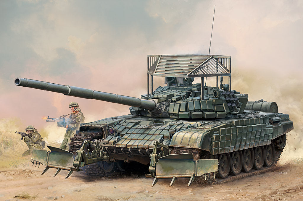 TRUMPETER（トランペッターモデル） ロシア連邦軍 T-72B1主力戦車  w/KTM-6＆グレーティングアーマー 1/35スケール 未塗装組立キット
