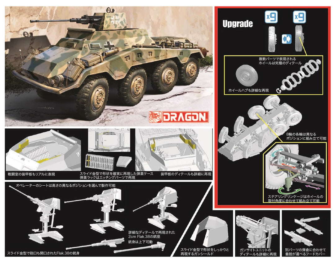 DRAGON（ドラゴン） WW.II ドイツ軍 Sd.Kfz.234/4 シュヴェーベラフェッテ 2cm対空砲搭載型 8輪重装甲車 1/35スケール 未塗装組立キット